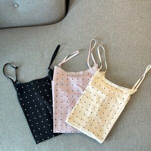Ann Taylor Polka Dot Camisole Set - Black, Purple, and Pink